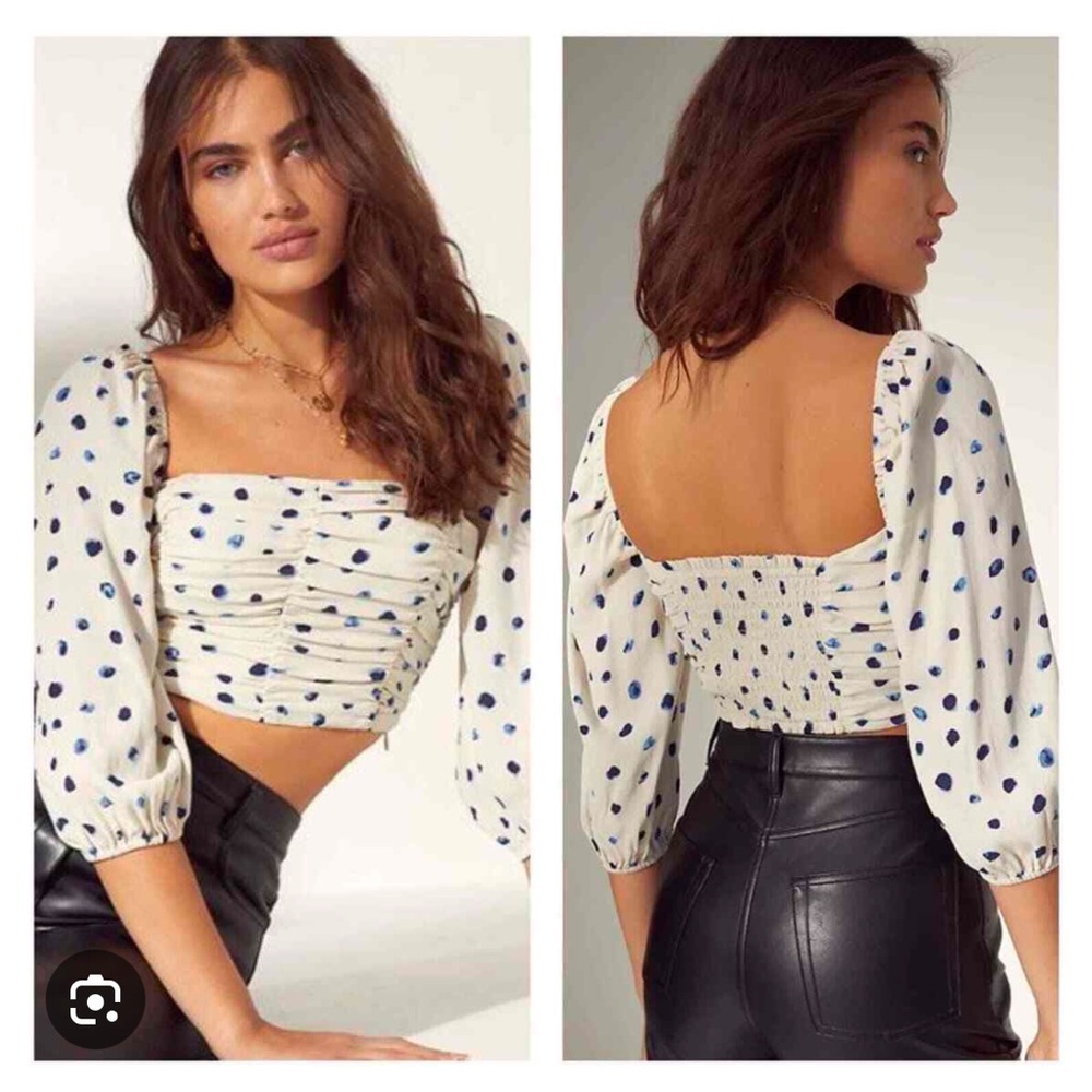 Aritzia wilfred Lolita top in white print in small NWT